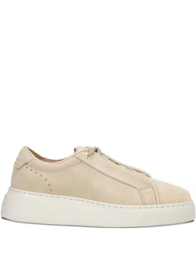 Hugo Boss Gary Suede Platform Sneakers In Neutral