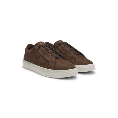 Hugo Boss Gary Trainers In Nubuck In Brown