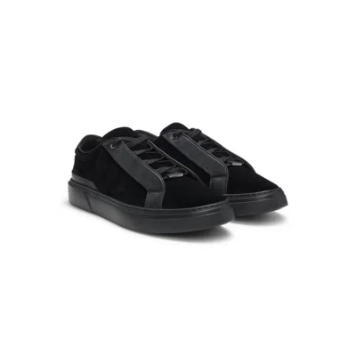 Hugo Boss Gary Trainers With Leather Trims In Black