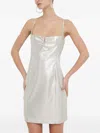 Hugo Boss Gathered Mini Dress In Silver