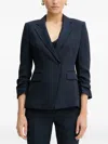 Hugo Boss Gathered-sleeves Blazer In Blue