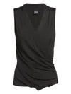 Hugo Boss Sleeveless Wrap-front Top In Stretch Crepe