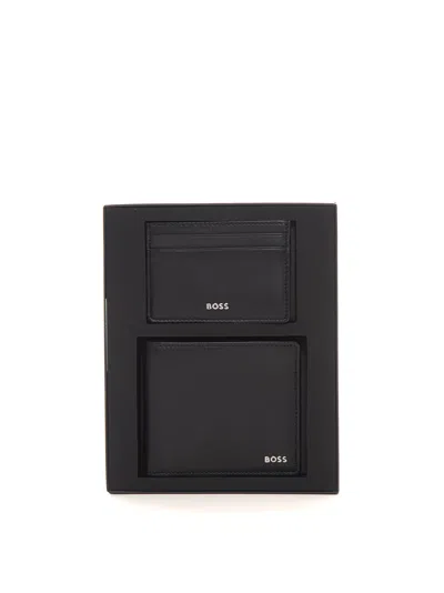 Hugo Boss Gbbm-8cc-cardhold Set Of Wallet And Cardholder In Black