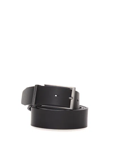 Hugo Boss Geddy-soft Belt With Double Buckle In Black
