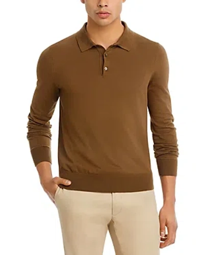 Hugo Boss Gemello Knit Polo Shirt In Open Brown