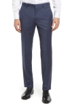Hugo Boss Leenon Flat Front Regular Fit Solid Wool Trousers In Open Blue