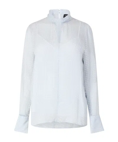 Hugo Boss Geometric Jacquard Longsleeve Blouse In White