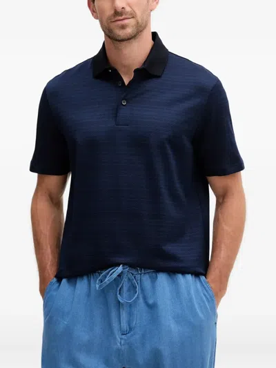 Hugo Boss Geometric-jacquard Polo Shirt In Blue