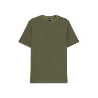 HUGO BOSS GEOMETRIC-JACQUARD T-SHIRT IN MERCERIZED COTTON