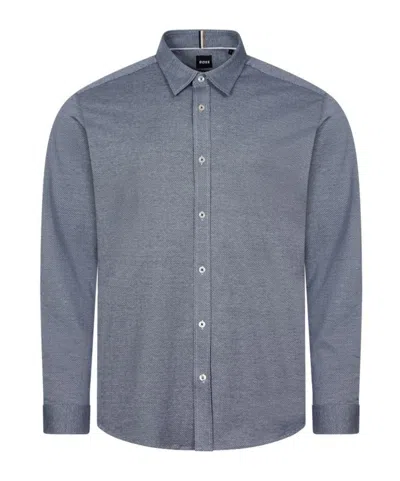 Hugo Boss Geometric-pattern Cotton Shirt In Gray