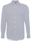 Hugo Boss Geometric-pattern Crepe Shirt In Blue