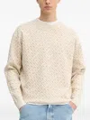 Hugo Boss Geometric-pattern Crew-neck Sweater In Neutral
