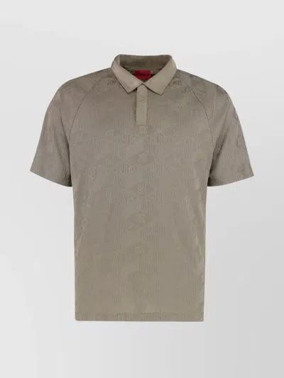 Hugo Boss Geometric Pattern Knitted Polo Shirt In Neutral