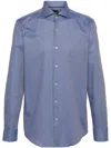 Hugo Boss Geometric-pattern Organic Cotton Shirt In Blue