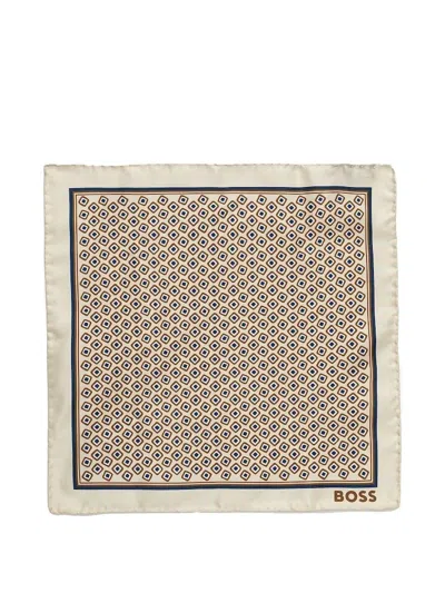 Hugo Boss Geometric-pattern Pocket Square And Tie Set In Neutral