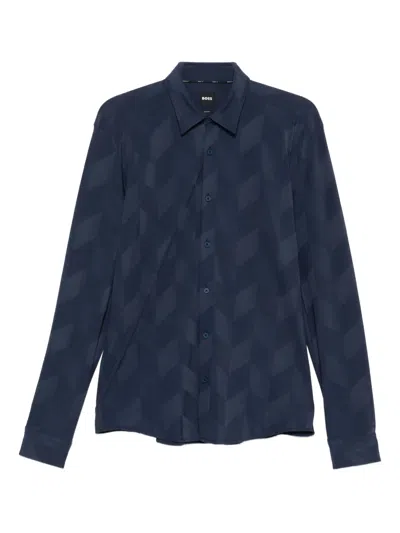 Hugo Boss Geometric-pattern Shirt In Blue