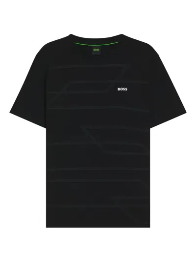 Hugo Boss Geometric-pattern Short-sleeve T-shirt In Black