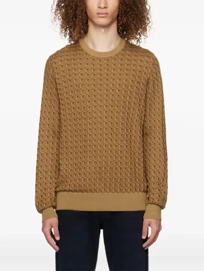 HUGO BOSS GEOMETRIC-PATTERN SILK SWEATER