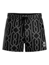 Hugo Boss Geometric-pattern Swim Shorts In Black