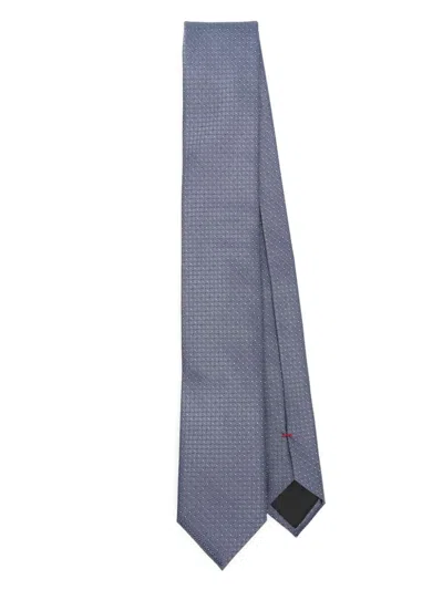 Hugo Boss Geometric Pattern Tie In Blue