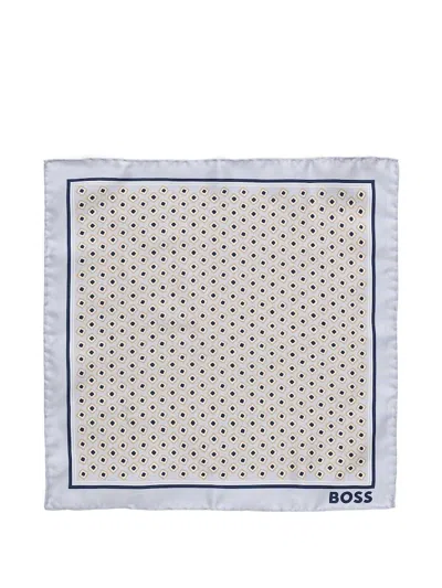 Hugo Boss Geometric-pattern Tie And Pocket Square (pack Of Three) In Neutral