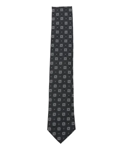 Hugo Boss Geometric-pattern Tie In Blue