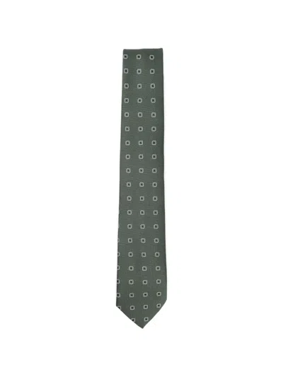Hugo Boss Geometric-pattern Tie In Gray