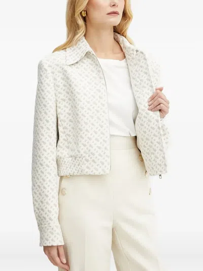 Hugo Boss Geometric-pattern Zip-front Jacket In White