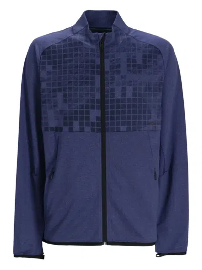 Hugo Boss Geometrisch Gemustertes Sweatshirt Mit Reissverschluss In Blue