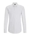 Hugo Boss Slim-fit Shirt In Geometric-print Performance-stretch Jersey In White