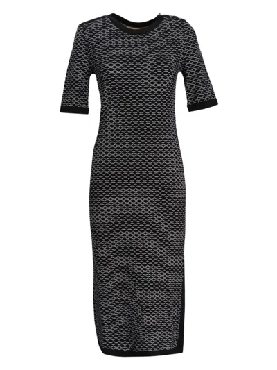 Hugo Boss Geometric-print Midi Dress In Black