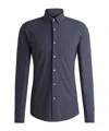 Hugo Boss Slim-fit Shirt In Geometric-print Performance-stretch Jersey In Blue