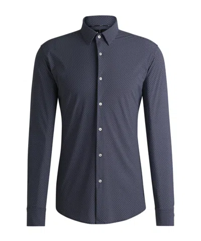 HUGO BOSS HUGO BOSS GEOMETRIC-PRINT PERFORMANCE-STRETCH JERSEY SLIM-FIT SHIRT