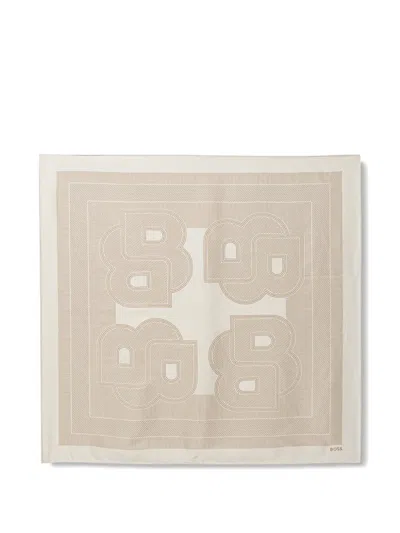 Hugo Boss Geometric Print Scarf In Neutral