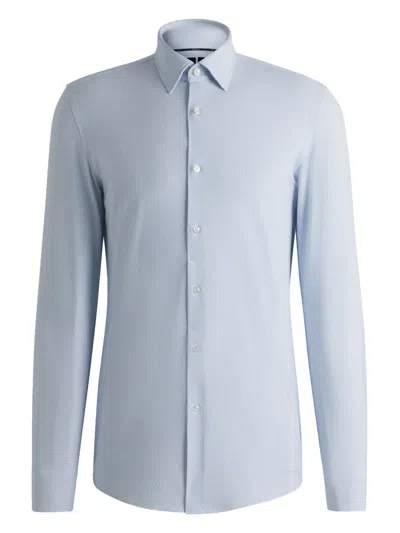 Hugo Boss Geometric-print Shirt In Blue