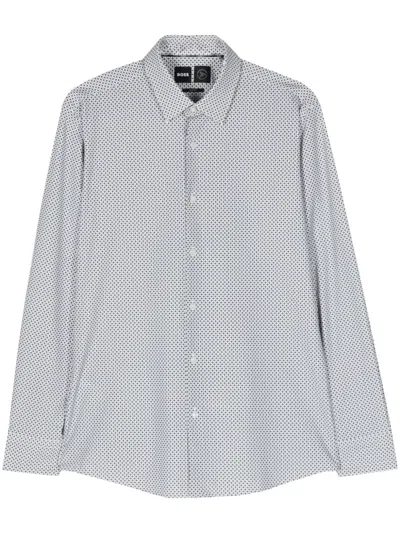 Hugo Boss Geometric-print Shirt In Green