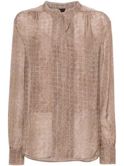 Hugo Boss Geometric-print Shirt In Neutrals
