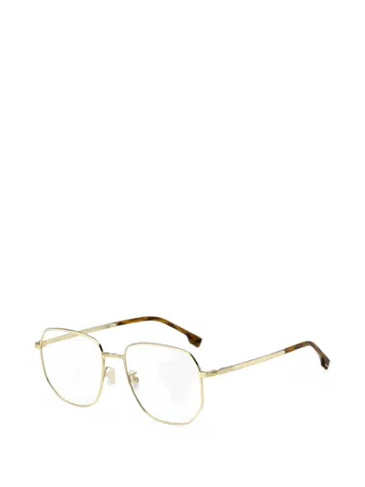 Hugo Boss Geometric-frame Glasses In Gold