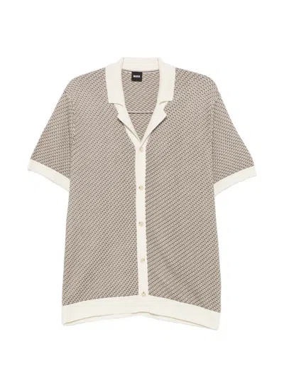 Hugo Boss Geometric-pattern Cardigan In Green