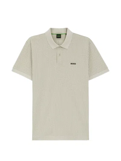 Hugo Boss Geometric-pattern Polo Shirt In Neutral