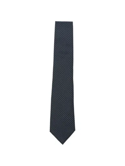 Hugo Boss Geometric-pattern Silk Tie In Blue