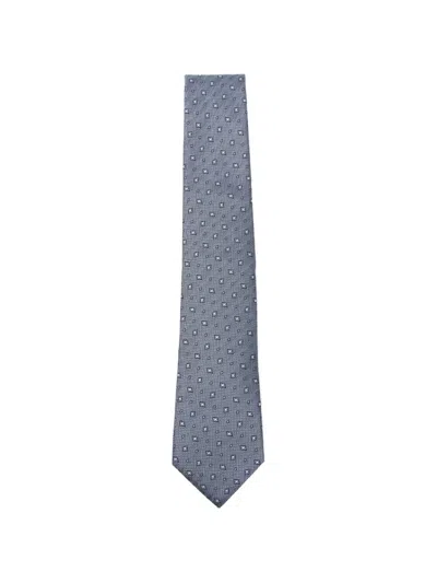 Hugo Boss Geometric-pattern Silk Tie In Blue