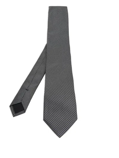 Pre-owned Hugo Boss Geometric-pattern Tie In Black