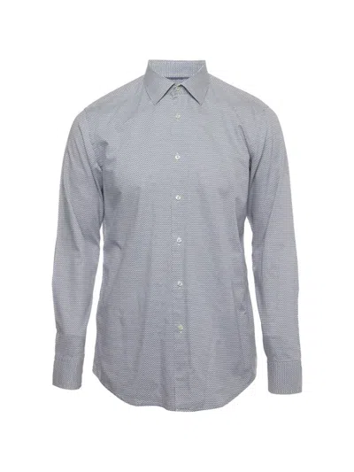 Pre-owned Hugo Boss Geometric-print Shirt In Blue