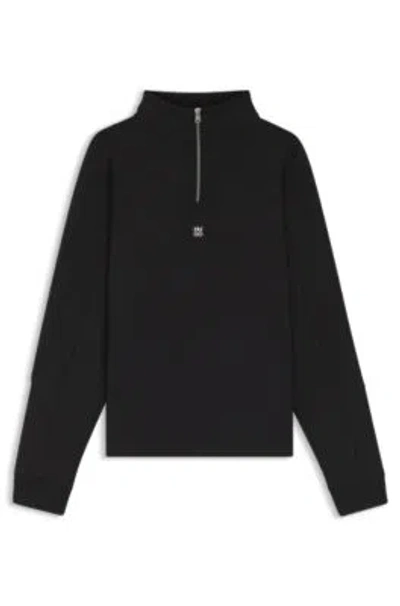 Hugo Boss Geometric-tape Sweatshirt In A Cotton Blend In Black