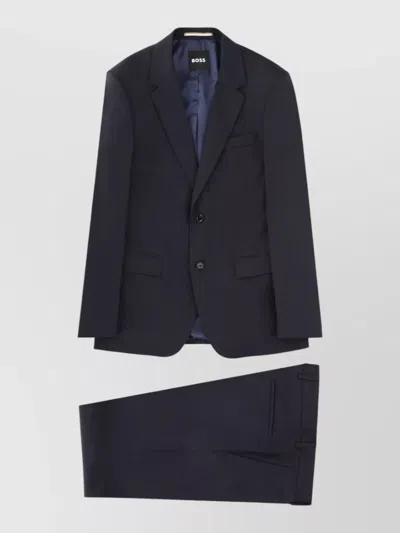 Hugo Boss George Tailored Two Piece Suit Notch Lapel In Blue