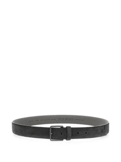 Hugo Boss Gethin Style Suede Belt With Tonal Pin Buckle In Black