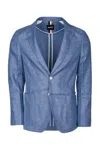 Hugo Boss Tailored Jacket With Flap Pockets And Vent In Blue