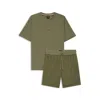 Hugo Boss Gift-boxed Pajamas In Cotton With Logo And Monograms In Green