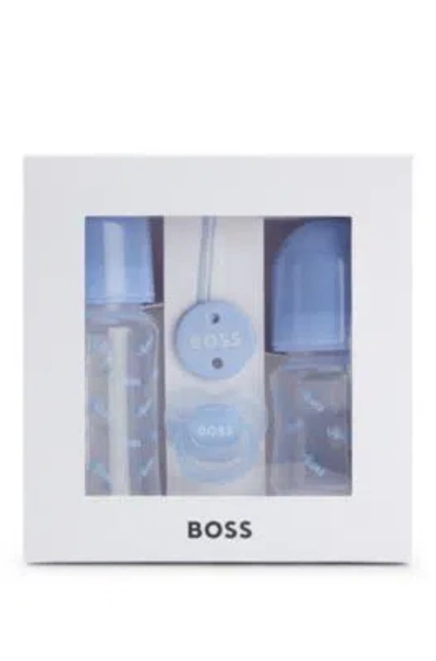 Hugo Boss Gift-boxed Set Of Baby Bottles, Dummy And Clip In Light Blue